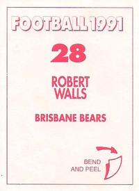 1991 Select AFL Stickers #28 Robert Walls Back